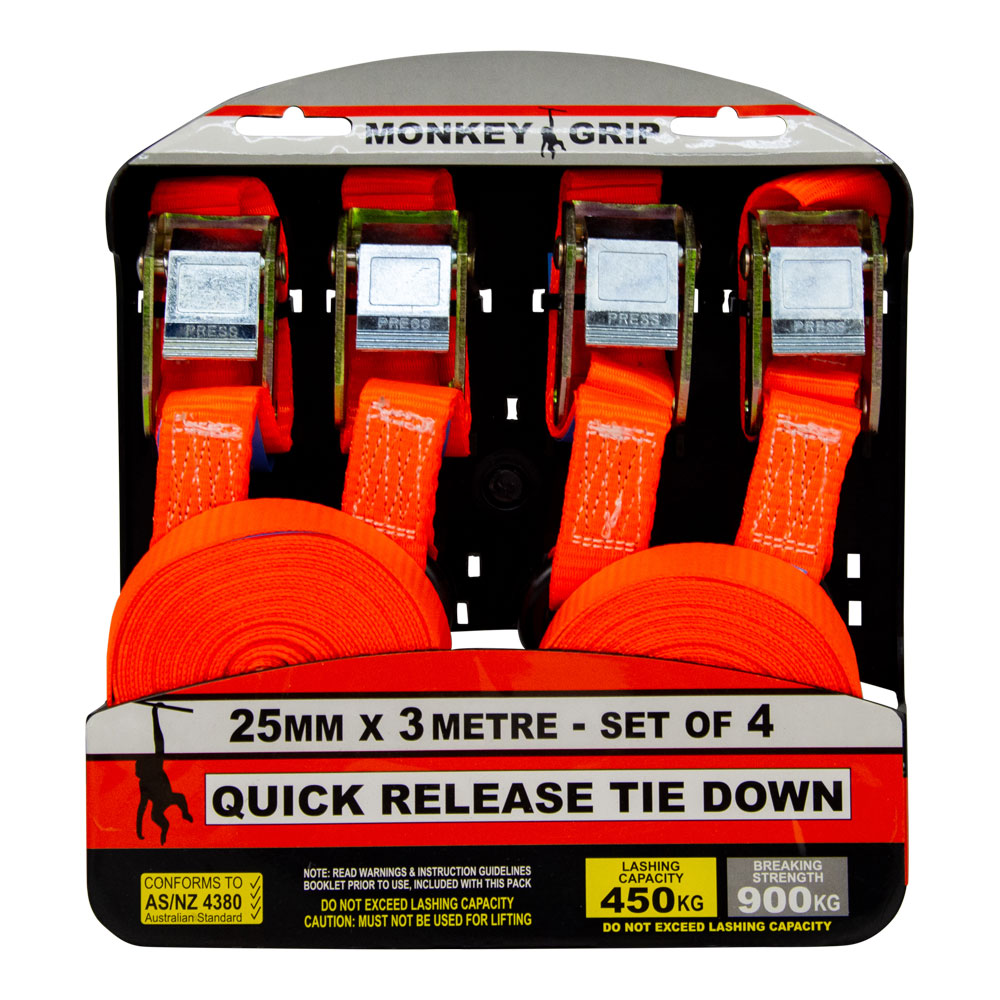 Monkey Grip Cam Buckle Tie Down 110KG Capacity 25mm Webbing